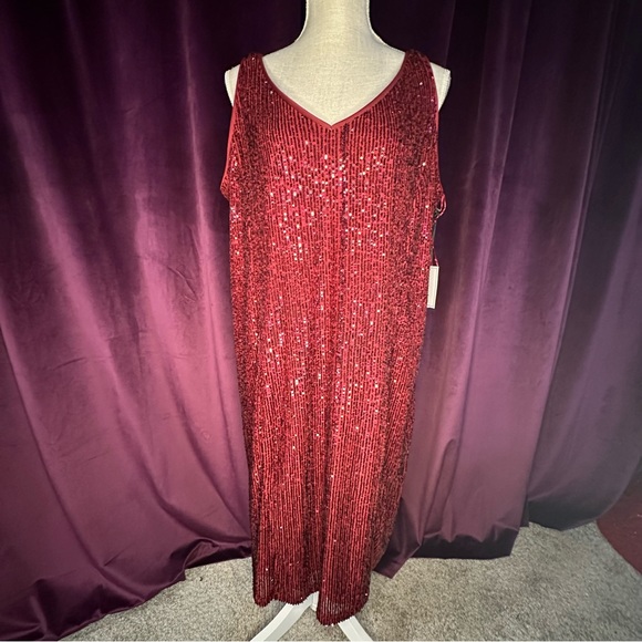 Burgundy Sequin Mini Dress, 16W - Picture 2 of 9